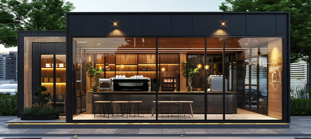 Modern restaurant storefront illustrating restaurant lease insurance requirements